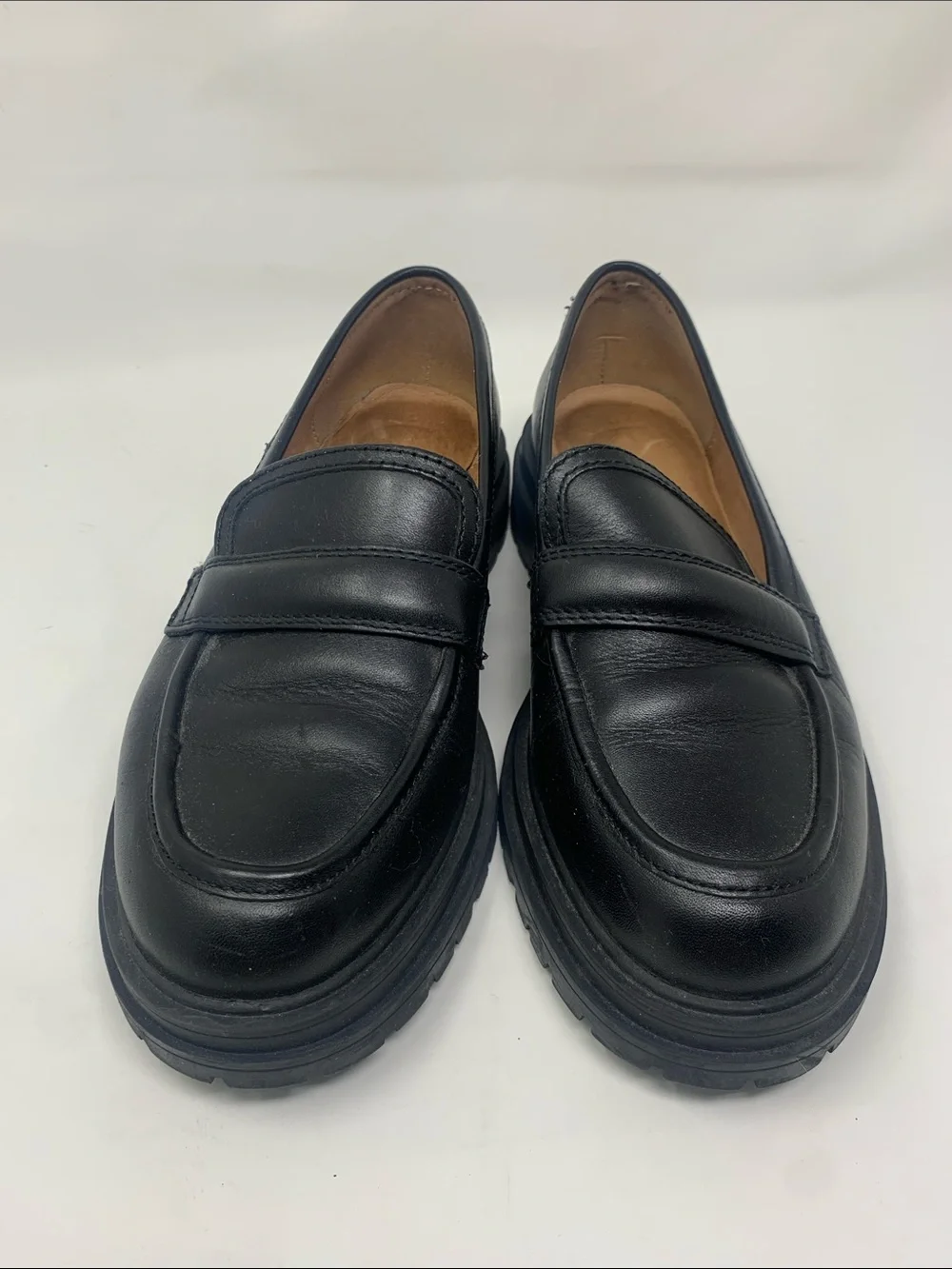 Madewell Black Leather Penny Loafers size 6